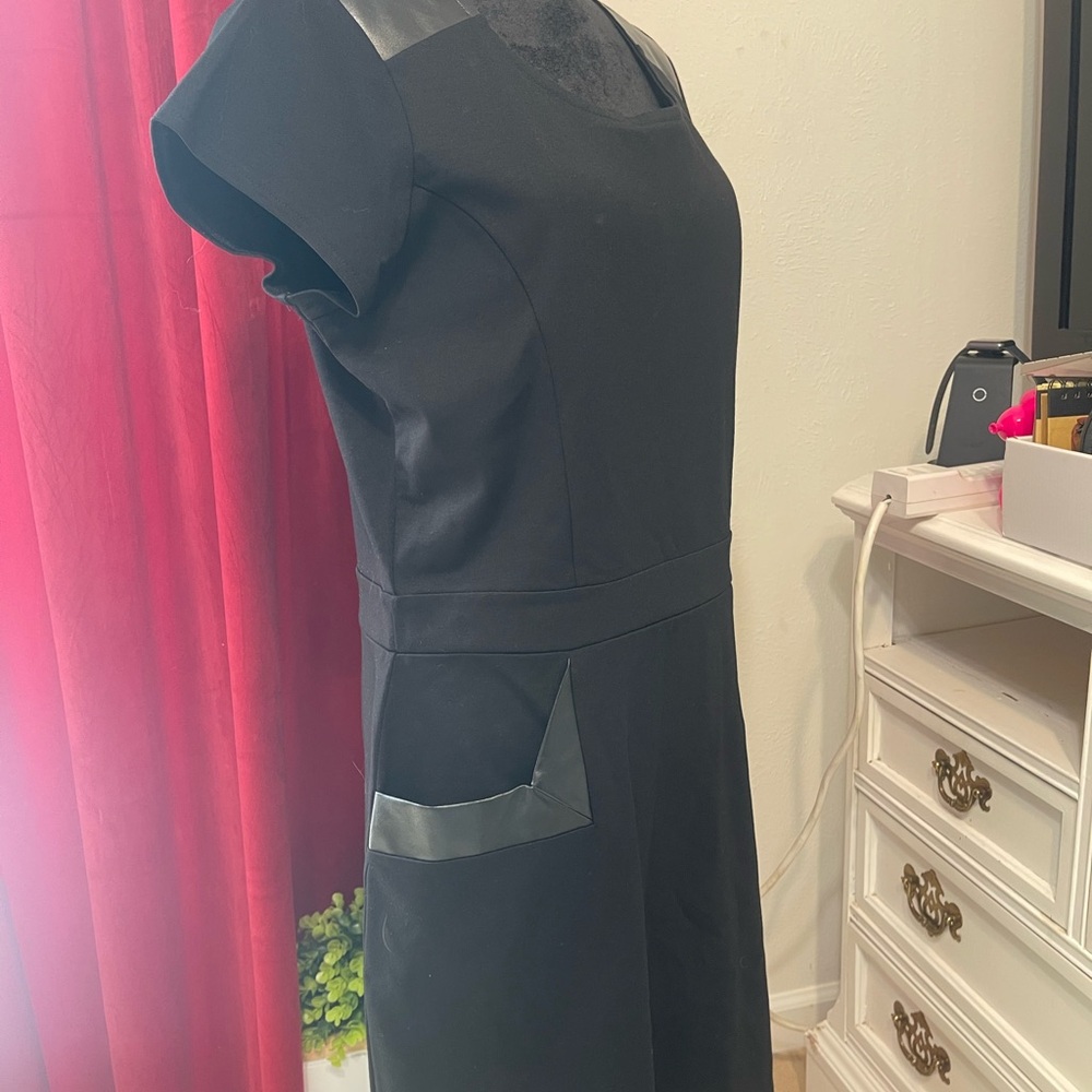 Neiman Marcus Black Dress with Leather Details